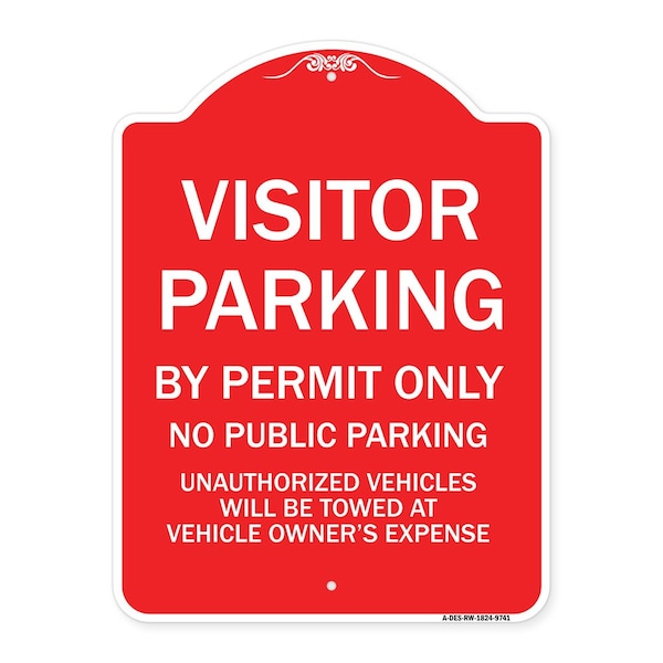 Signmission Visitor Parking By Permit No Public Parking Heavy-Gauge Aluminum Sign, 24" x 18", RW-1824-9741 A-DES-RW-1824-9741 - main